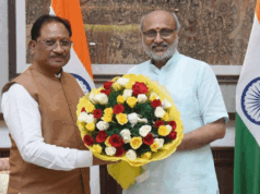मुख्यमंत्री श्री विष्णु देव साय ने उपराष्ट्रपति श्री सी. पी. राधाकृष्णन से की सौजन्य भेंट