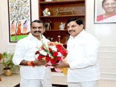 मुख्यमंत्री डॉ. यादव से केंद्रीय सूचना एवं प्रसारण राज्यमंत्री डॉ. मुरुगन ने की सौजन्य भेंट