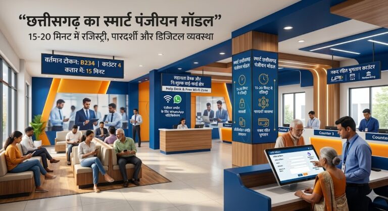 छत्तीसगढ़ का स्मार्ट पंजीयन मॉडल बना सुशासन की नई पहचान, मुख्यमंत्री विष्णु देव साय और वित्त मंत्री ओ.पी. चौधरी के नेतृत्व में पंजीयन व्यवस्था में ऐतिहासिक बदलाव…..